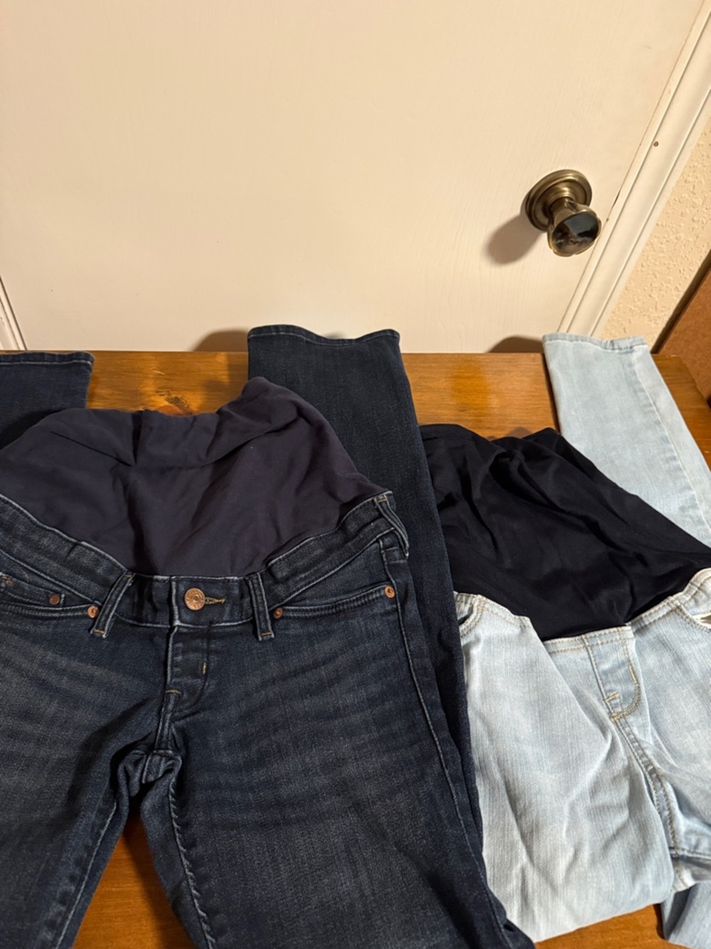 2 pairs Maternity by Ingrid & Isabel Dark Indigo and Light Wash Maternity Jeans